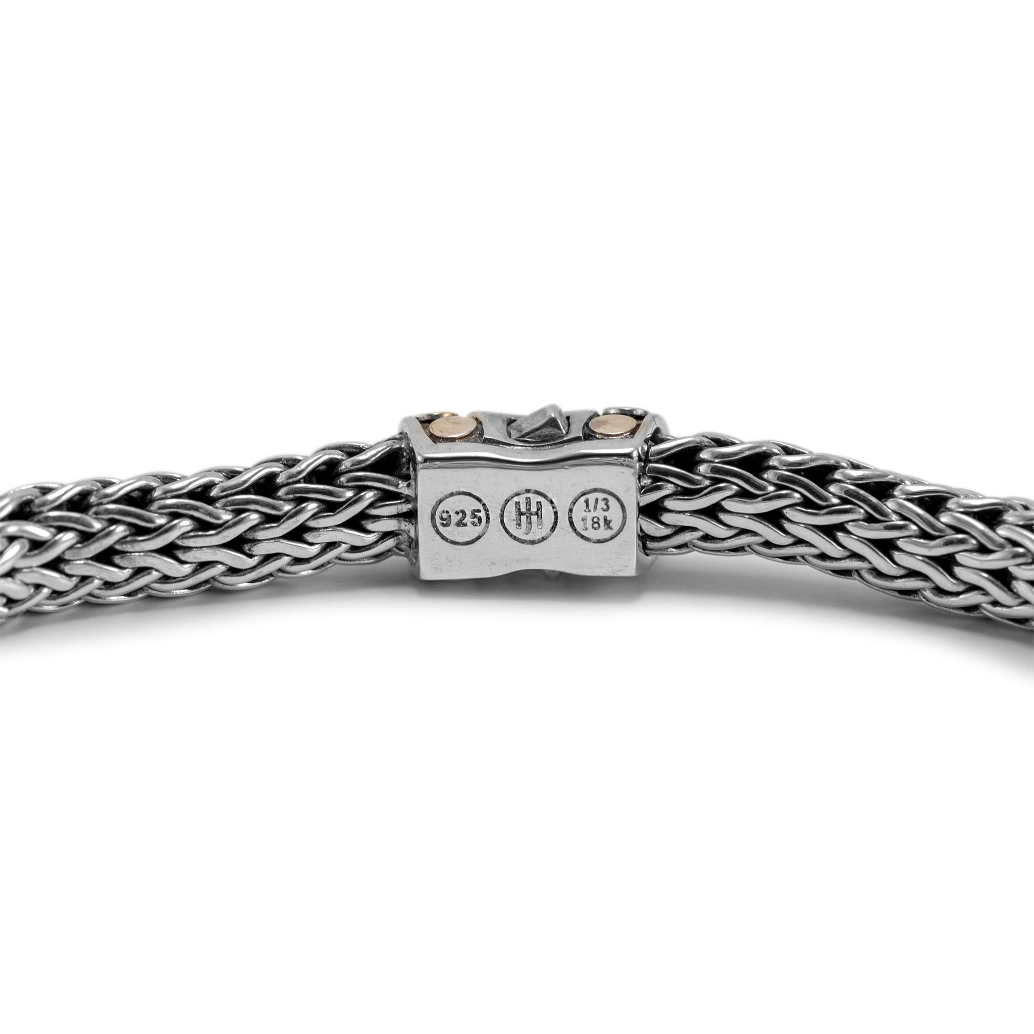 Women's or Men's John Hardy 925 Sterling Silver & 18K Yellow Gold Medium Dot Bracelet For Sale