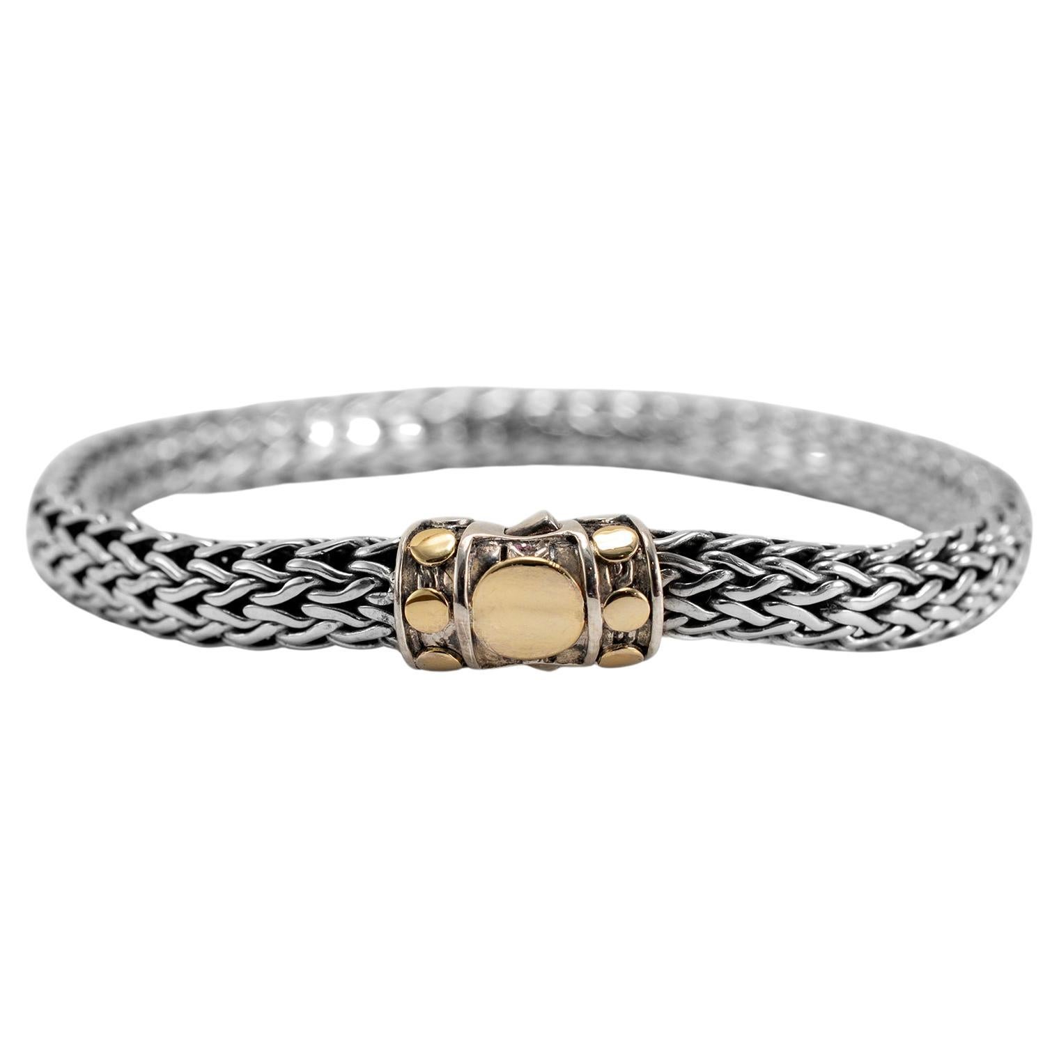 John Hardy Bracciale medio Dot Dot in argento 925 e oro giallo 18 carati