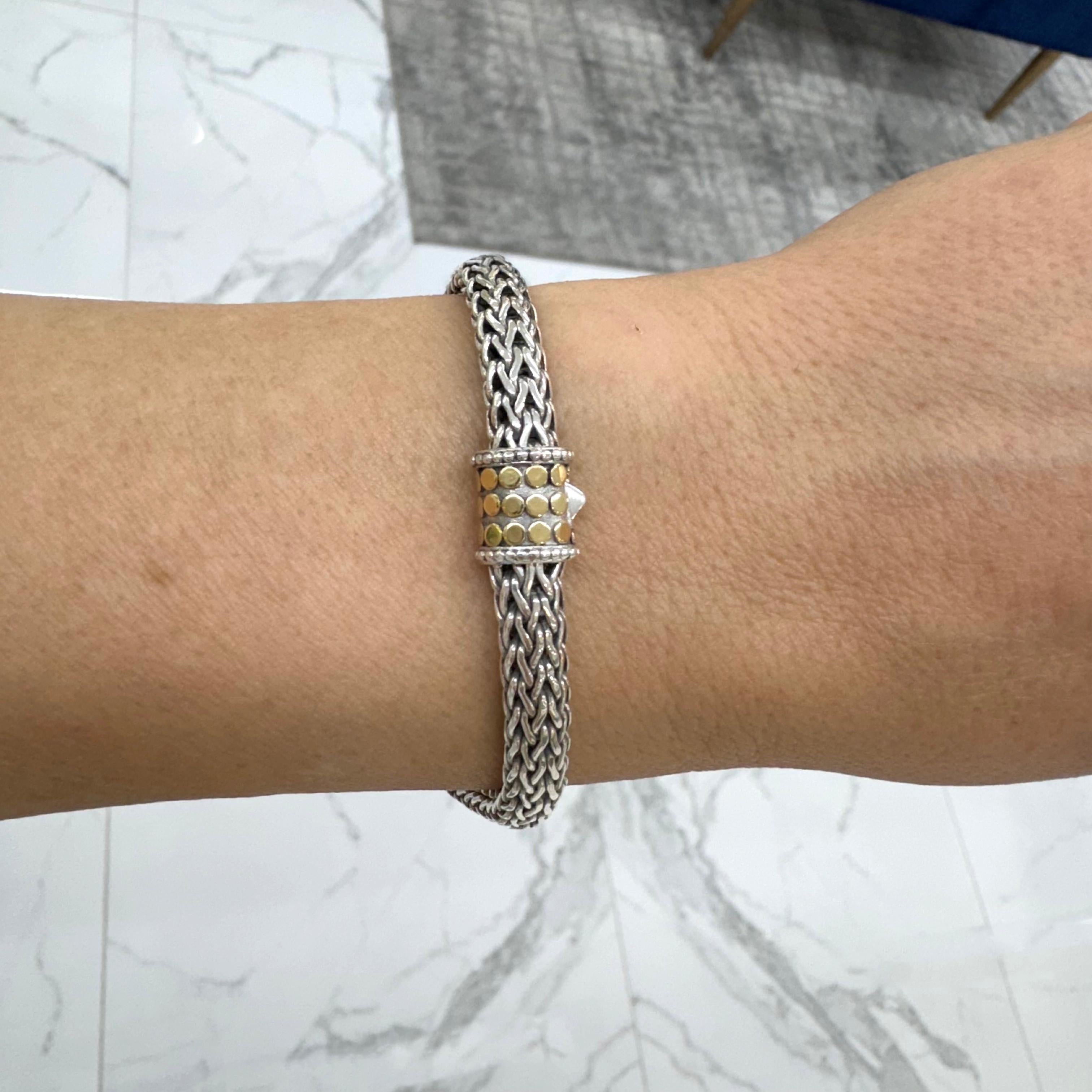 John Hardy 925 Sterling Silver & 18K Yellow Gold Medium Icon Dot Bracelet 2