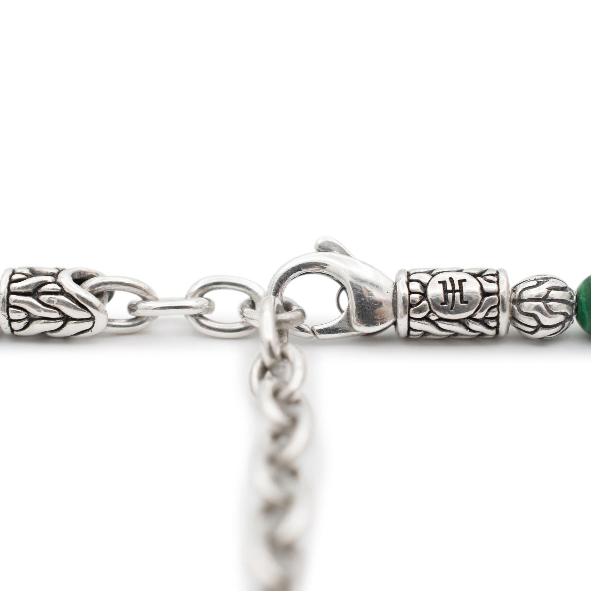 Women's or Men's John Hardy 925 Sterling Silver Malachite & Onyx Bead Chain Necklace