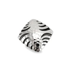John Hardy 925 Sterling Silver Palu Macan Square Hammered Stripe Cocktail Ring