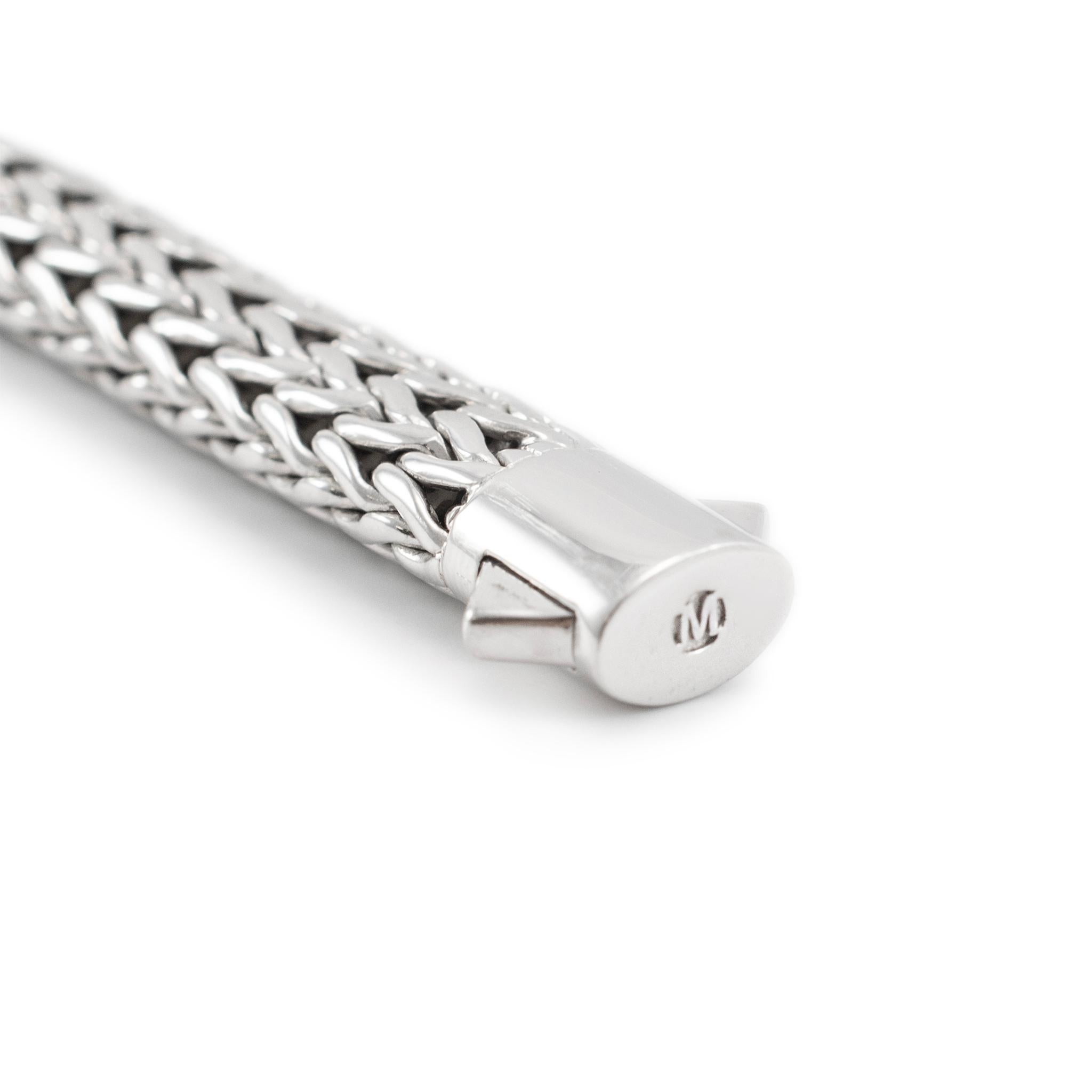 John Hardy 925 Sterling Silver Pave Black Sapphire Icon Link Bracelet 10.5mm In Excellent Condition For Sale In Houston, TX