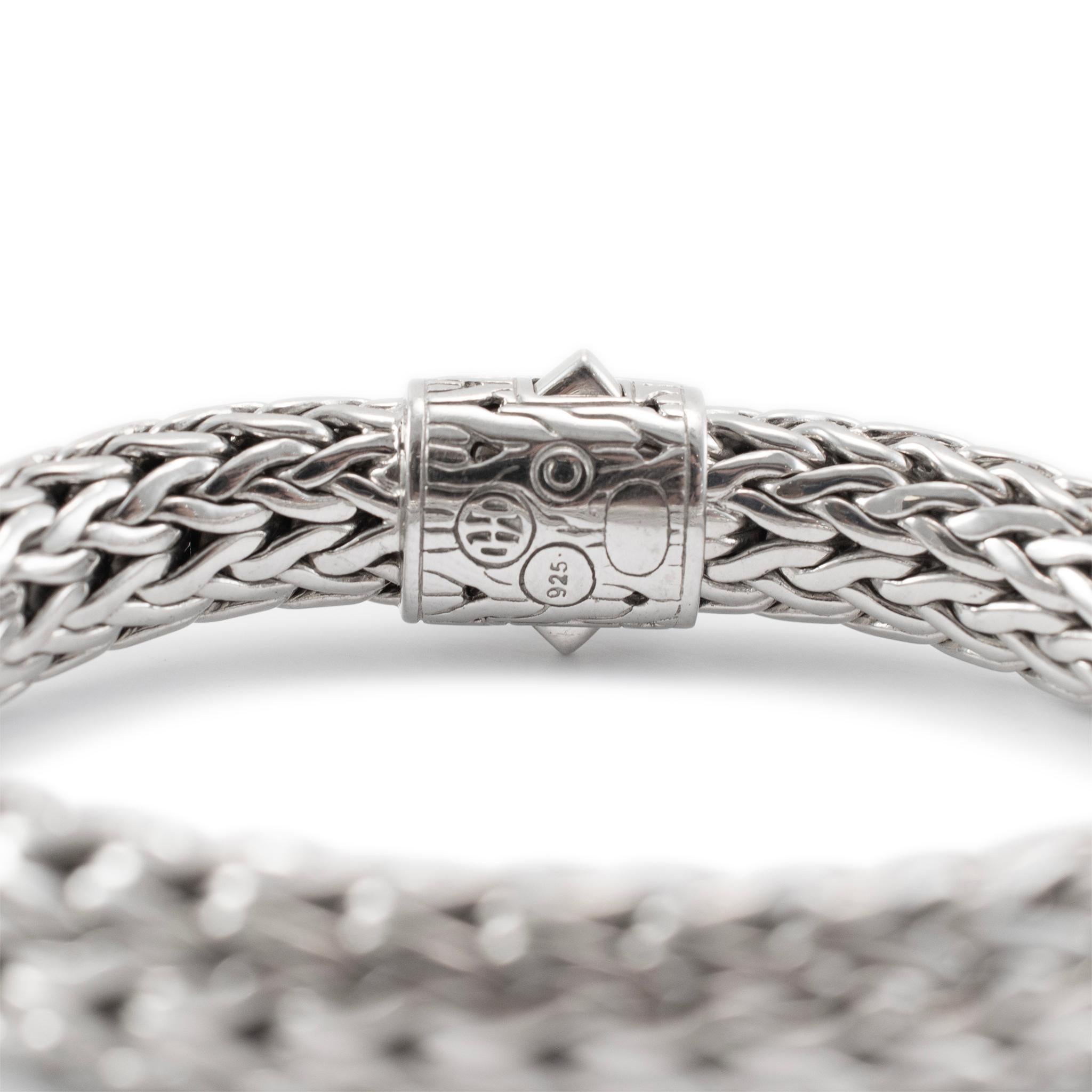 Women's or Men's John Hardy 925 Sterling Silver Pave Black Sapphire Icon Link Bracelet 10.5mm For Sale
