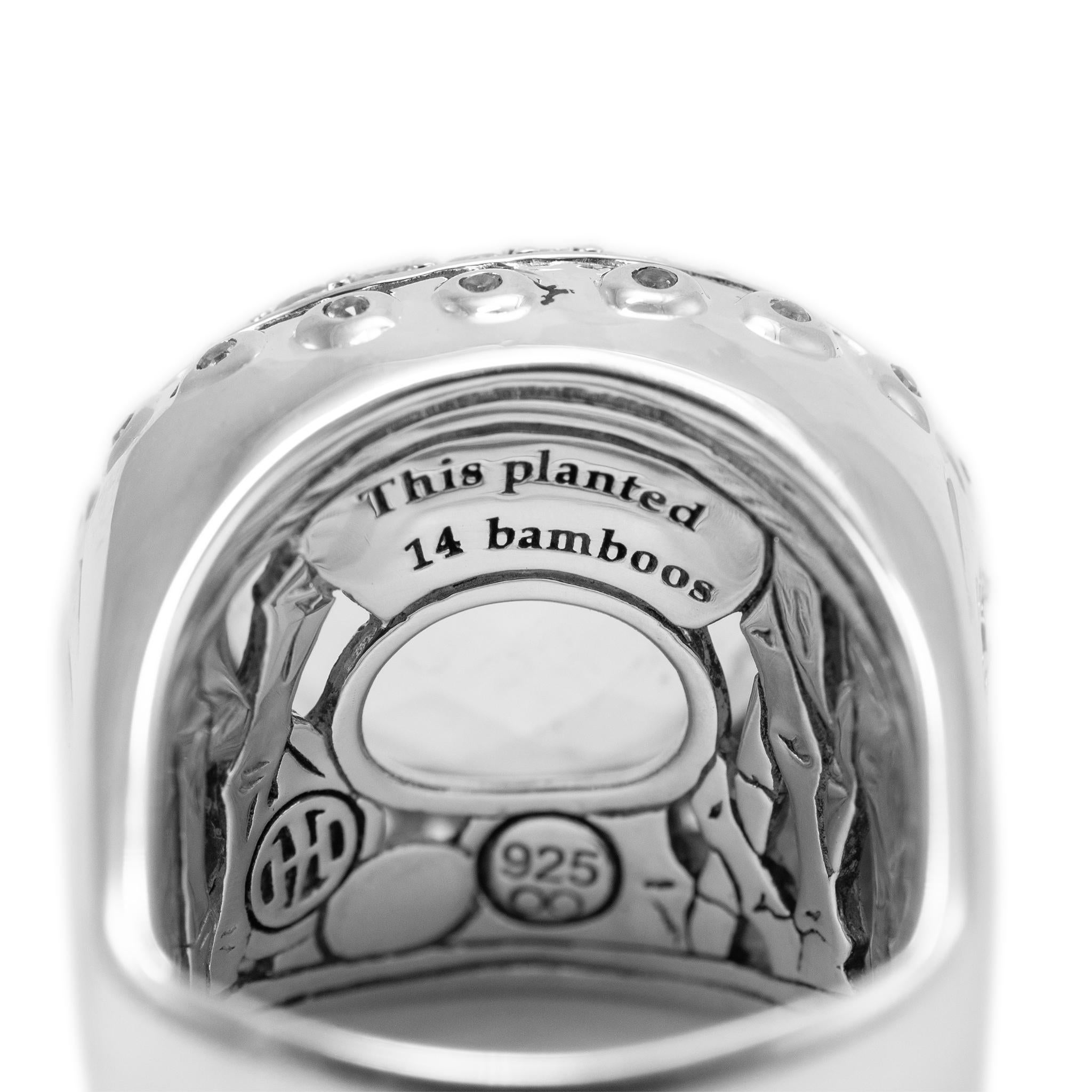 I John Hardy Bague Cocktail en argent 925 Topaze Blanche Bambou Batu Dome en vente 1