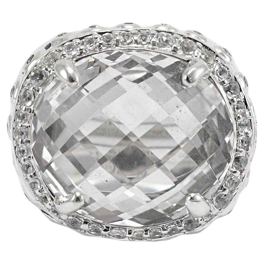 Anillo de cóctel John Hardy de cúpula de bambú y topacio blanco de plata de ley 925