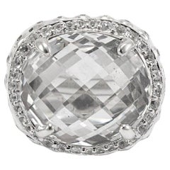 Anillo de cóctel John Hardy de cúpula de bambú y topacio blanco de plata de ley 925