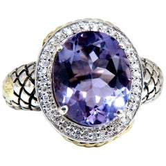 John Hardy Amethyst Diamond Ring Silver and 18 Karat*