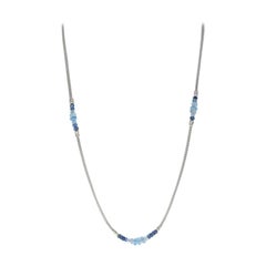 John Hardy Aquamarine and Kyanite Classic Chain Station Necklace Sterling