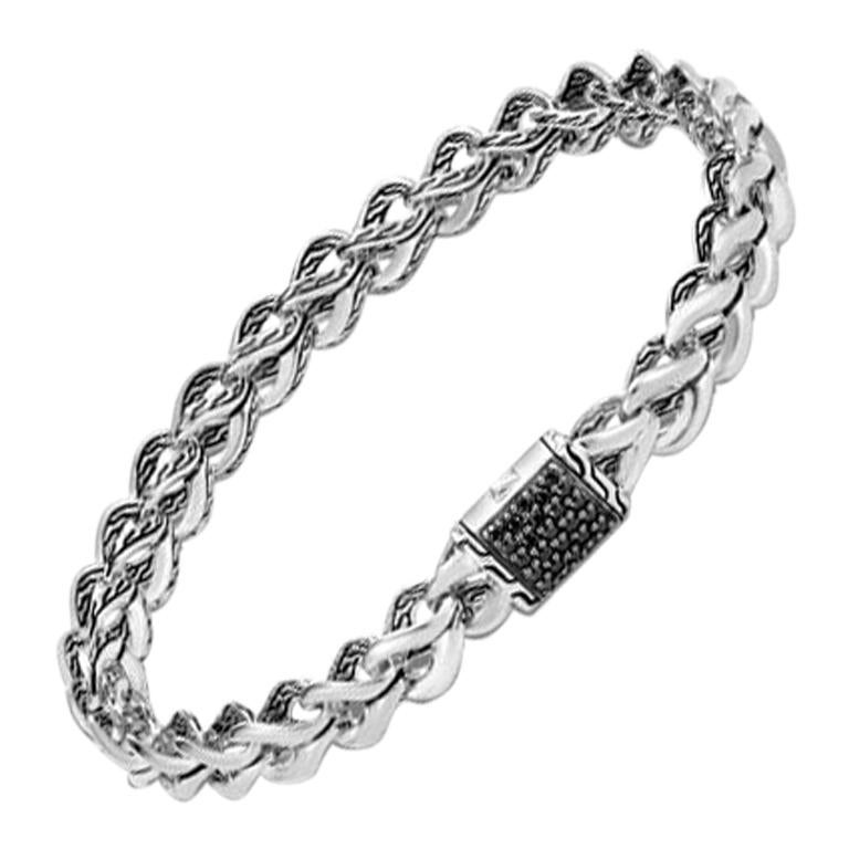 John Hardy Asli Chain Link Bracelet, Black Sapphire BBS903714BLSXM For Sale