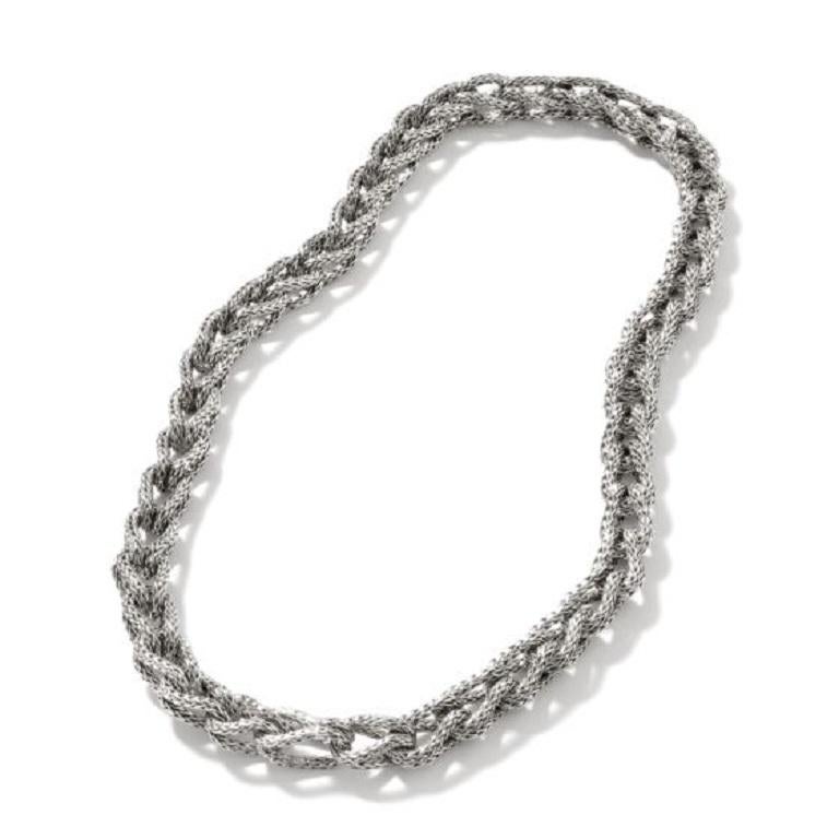 John Hardy Asli Classic Silver Link Chain Necklace NB900770X18 In New Condition For Sale In Wilmington, DE