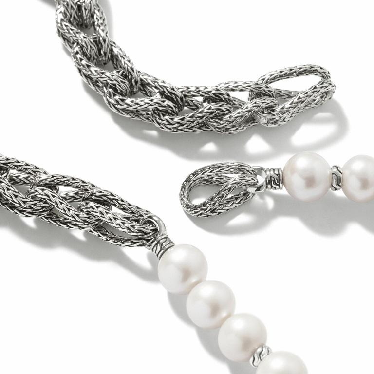John Hardy Asli Collana a catena classica con perle A. Silver NB900797X18 In condizioni Nuovo in vendita a Wilmington, DE