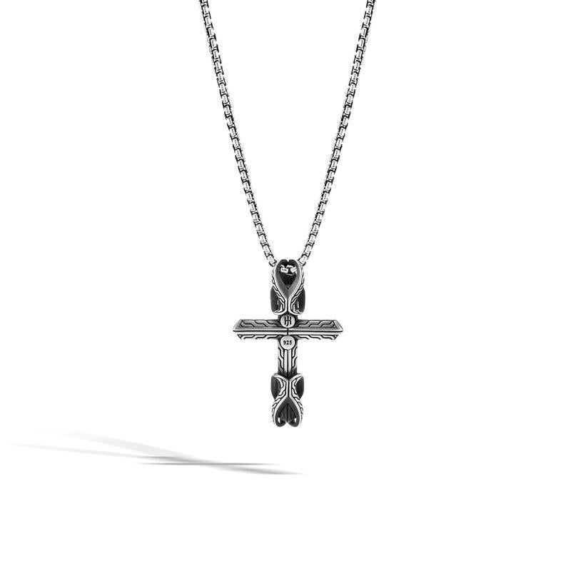 John Hardy Asli Classic Chain Link Cross Pendant Necklace.
Sterling Silver
Black Oxidation
Chain measures 2.7mm wide
Cross measures 46.5mm x 9.5mm
Size 24 inches
Lobster Clasp
NM90301X24