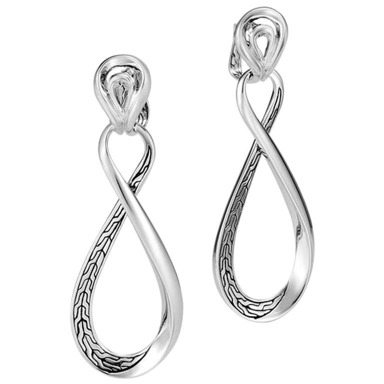 John Hardy Asli Boucles d'oreilles en goutte classiques à maillons en chaîne EB90118 en vente