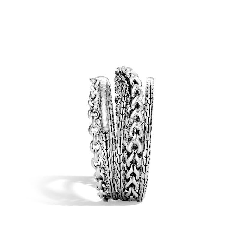 Get the layered look with one bracelet - this high-shine sterling-silver cuff features an unexpected mix of our signature chains including Classic Chain, Asli Link and Curb Chain. Its flexible design ensures the perfect, comfortable fit.
Sterling