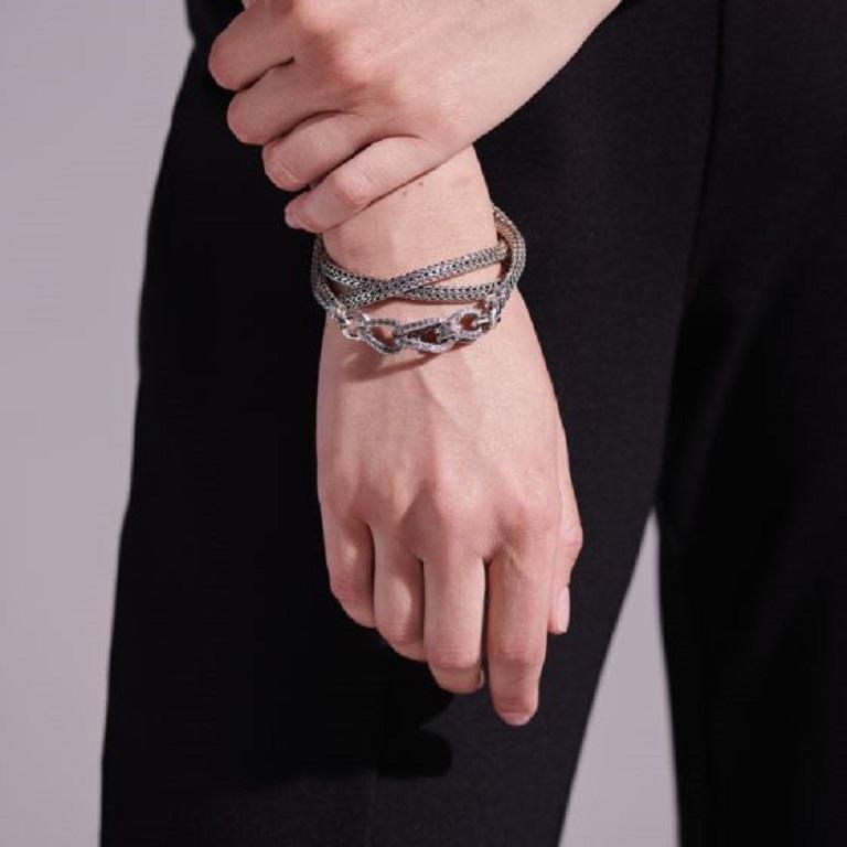 Women's or Men's John Hardy Asli Classic Chain Link Silver Triple Wrap Bracelet BU900937XUM For Sale