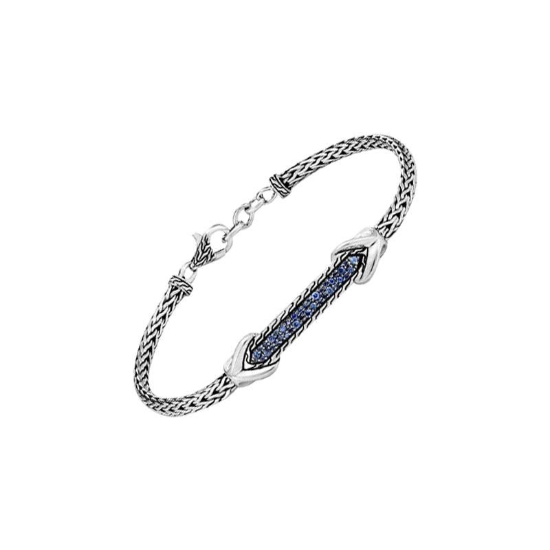 John Hardy Asli Link ID Bracelet with Blue Sapphire BBS905704BSPXM For Sale