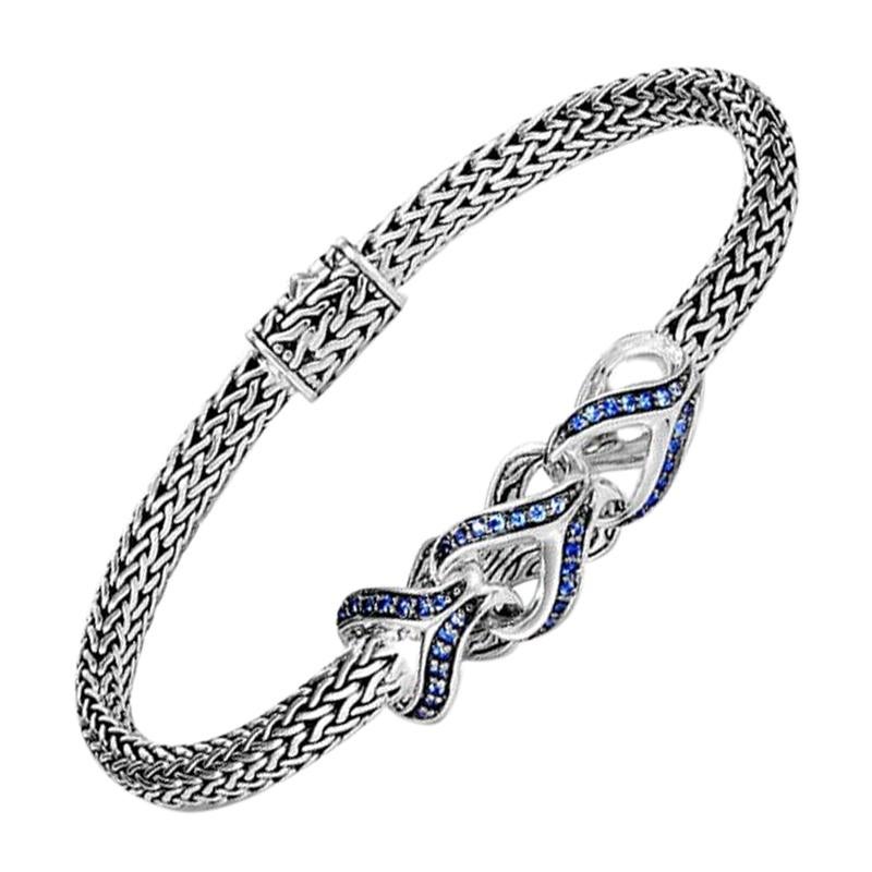 John Hardy Asli Link Station Bracelet with Blue Sapphire BBS902404BSPXM