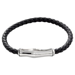 John Hardy Bracelet station Bamboo 5MM en argent et cuir BM5929BLXM