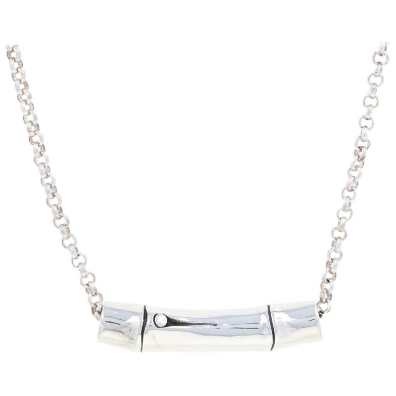 John Hardy Bamboo Bar Necklace Sterling Silver, 925 Adjustable Length
