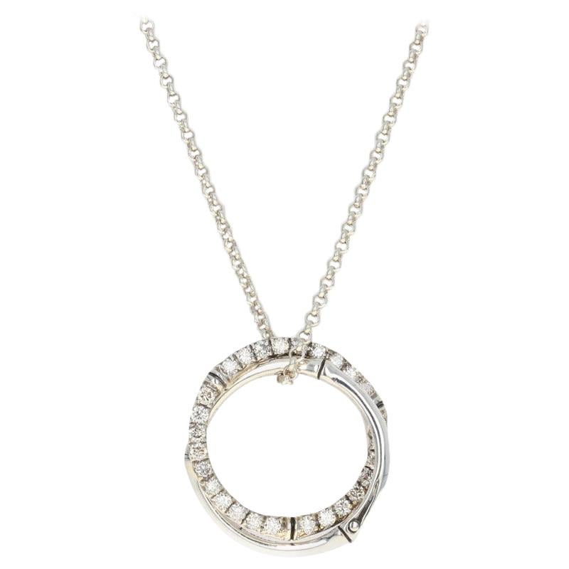 John Hardy Bamboo Circle Diamond Necklace Sterling, 925 Round Cut 1.00 Carat
