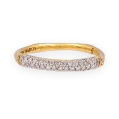 John Hardy Bamboo Collection 18K Yellow Gold Double Row Diamond Band Ring