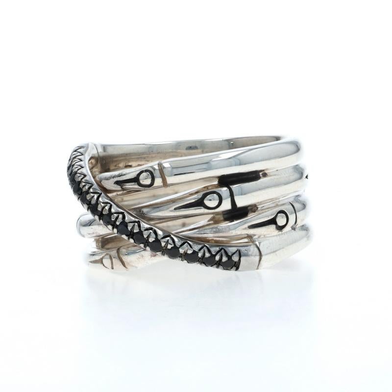 John Hardy Bambus Crossover Schwarzer Saphir Band - Sterling 925 Crossover Ring im Zustand „Hervorragend“ im Angebot in Greensboro, NC