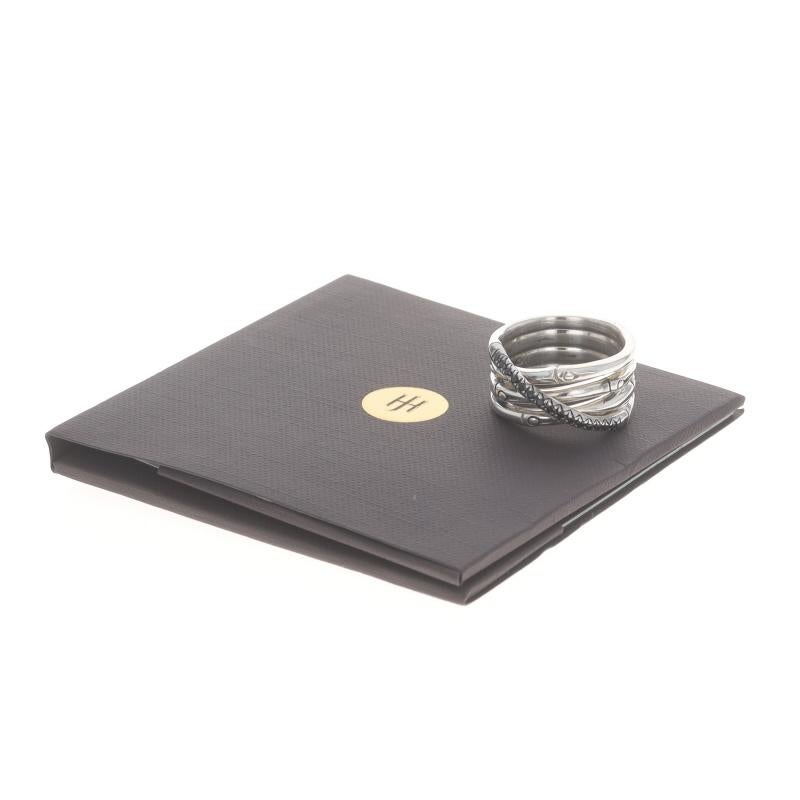 John Hardy Bambus Crossover Schwarzer Saphir Band - Sterling 925 Crossover Ring im Angebot 2