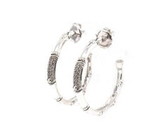 John Hardy Bamboo Diamond Pave Hoop Earrings in Sterling Silver