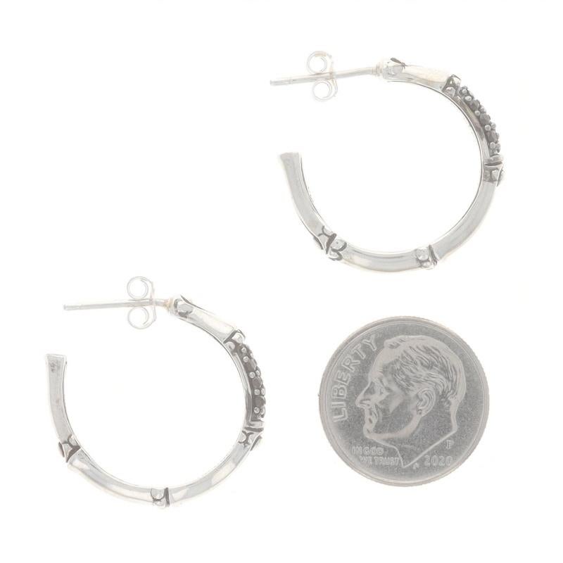 John Hardy Bamboo Medium Hoop Sapphire Earrings - Sterling Silver 925 Pierced In Good Condition In Greensboro, NC