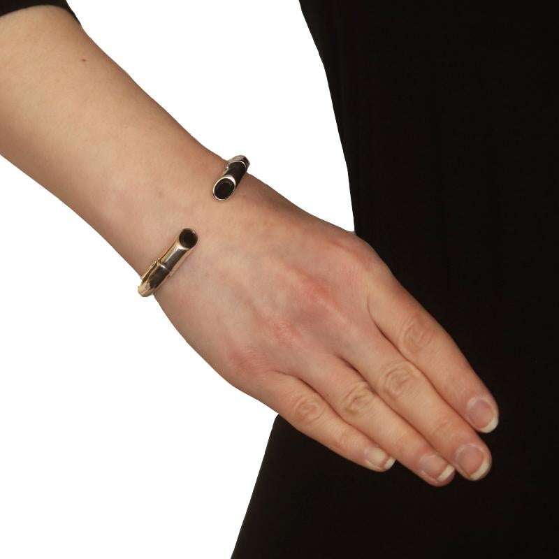 Taglio ovale John Hardy Bracciale in bambù e onice con cerniera 6 1/2
