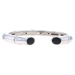 John Hardy Bracciale in bambù e onice con cerniera 6 1/2" in A. Silver 925 Ovale