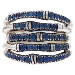 John Hardy Bamboo Sapphire Band - Sterling Silver 925 Cluster Cocktail Ring