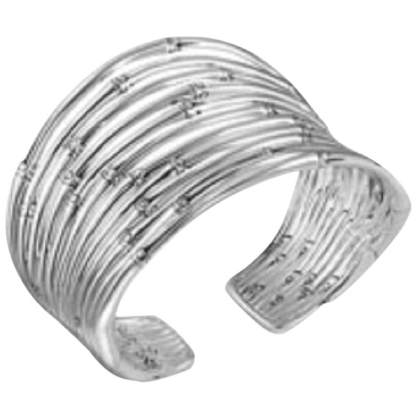 John Hardy Bamboo Silver 12-Row Flex Cuff Bracelet, CB5769XM