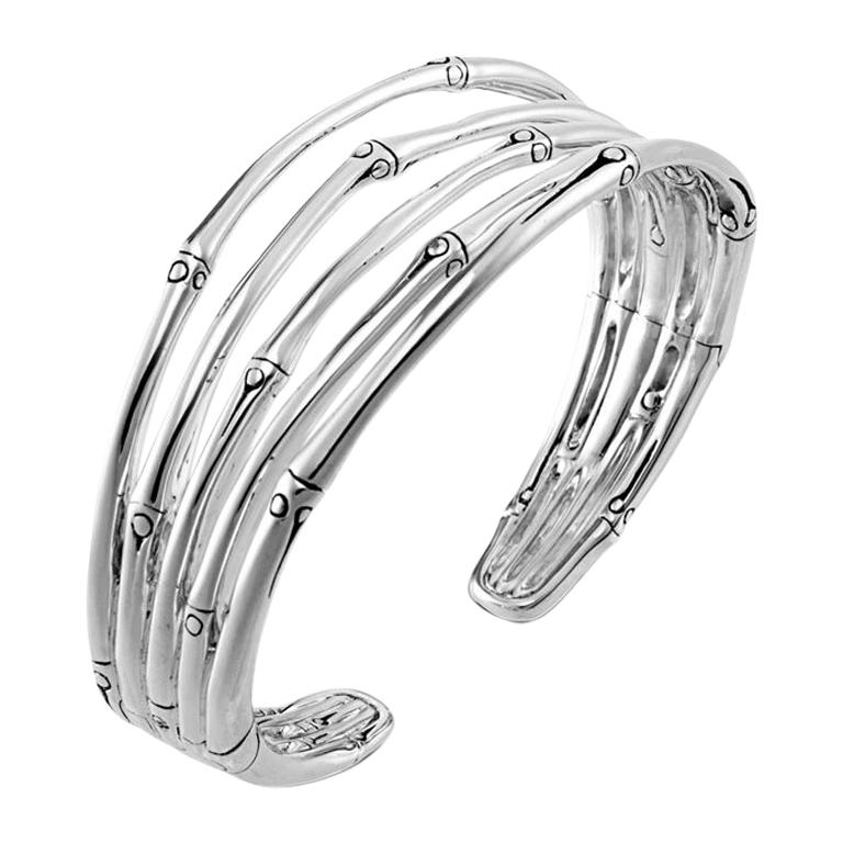 John Hardy Bamboo Silver FiveRow Narrow Flex Cuff Bracelet, CB5756XM