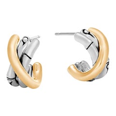 John Hardy, petites boucles d'oreilles EZ5937 en bambou avec cerceau en J