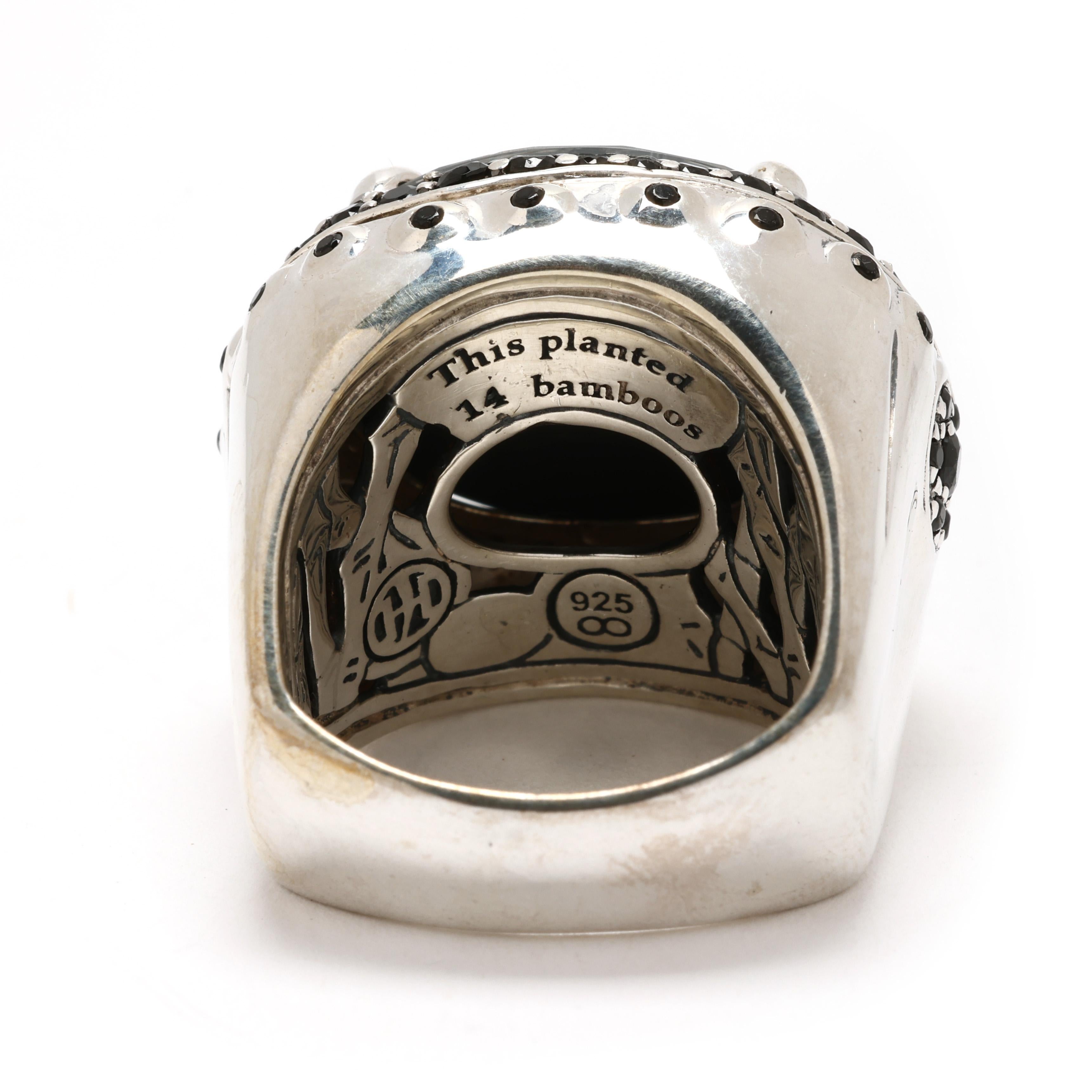 Women's or Men's John Hardy Bamboo Statement Ring, Sterling Silver, Ring Size 5.5 For Sale