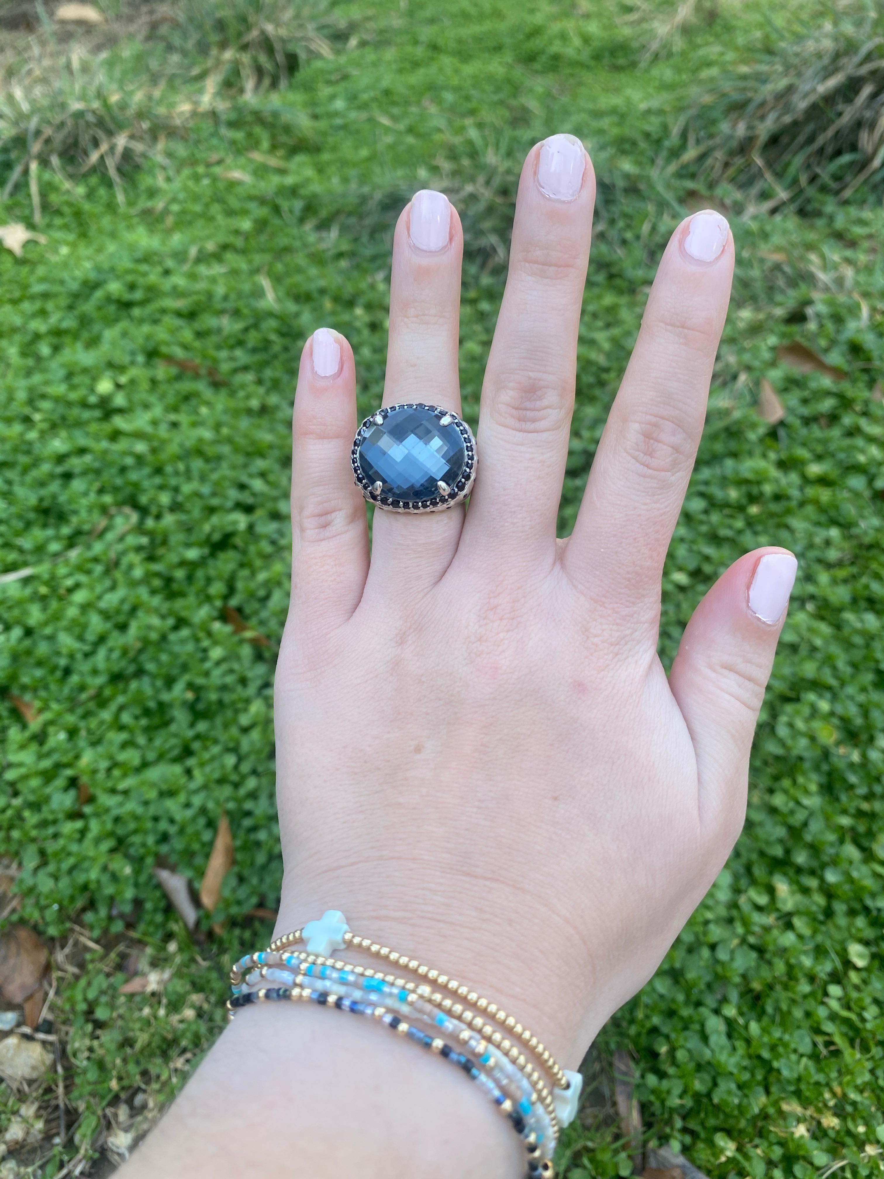 John Hardy Bamboo Statement Ring, Sterling Silver, Ring Size 5.5 For Sale 1