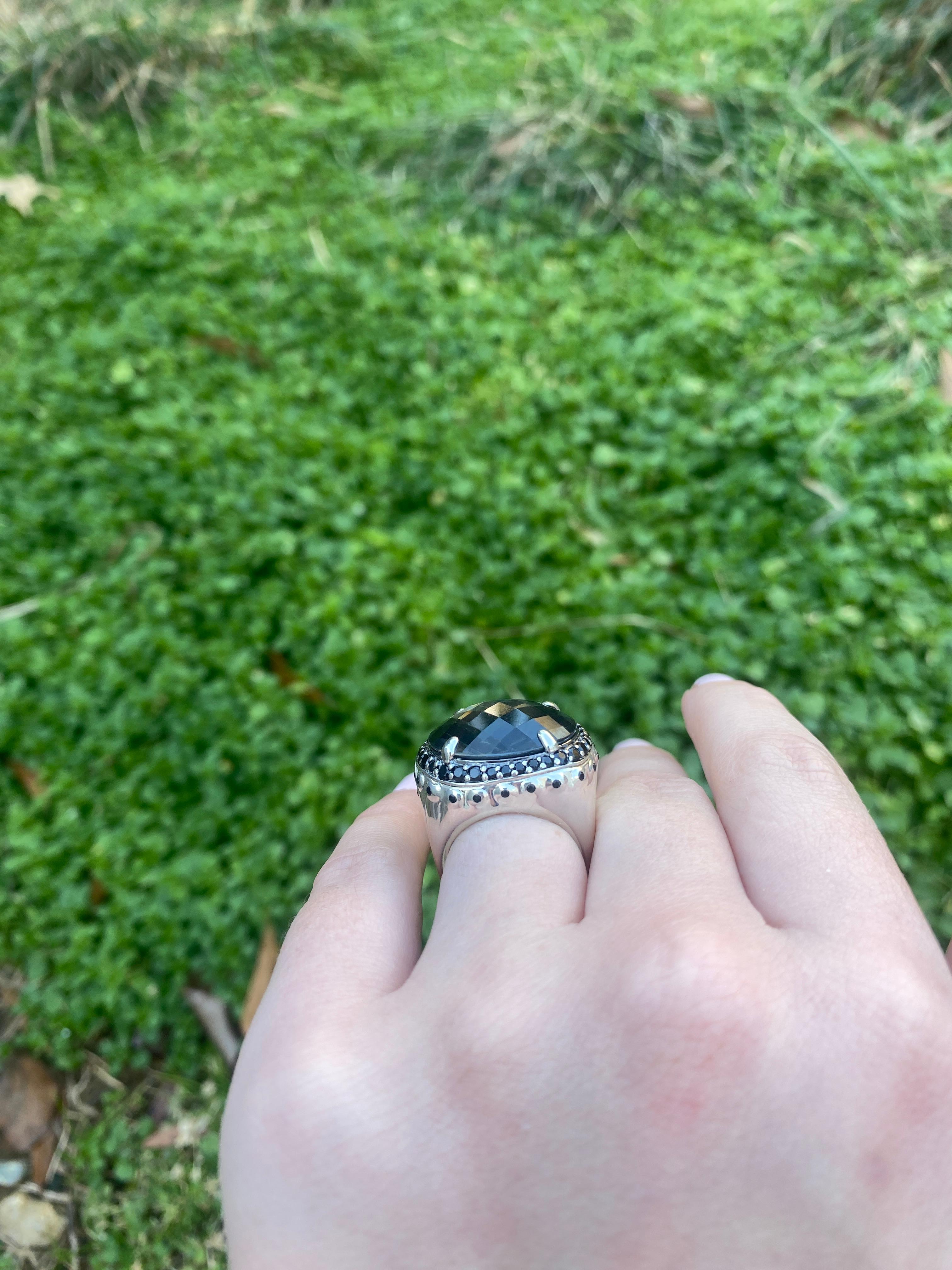 John Hardy Bamboo Statement Ring, Sterling Silver, Ring Size 5.5 For Sale 3