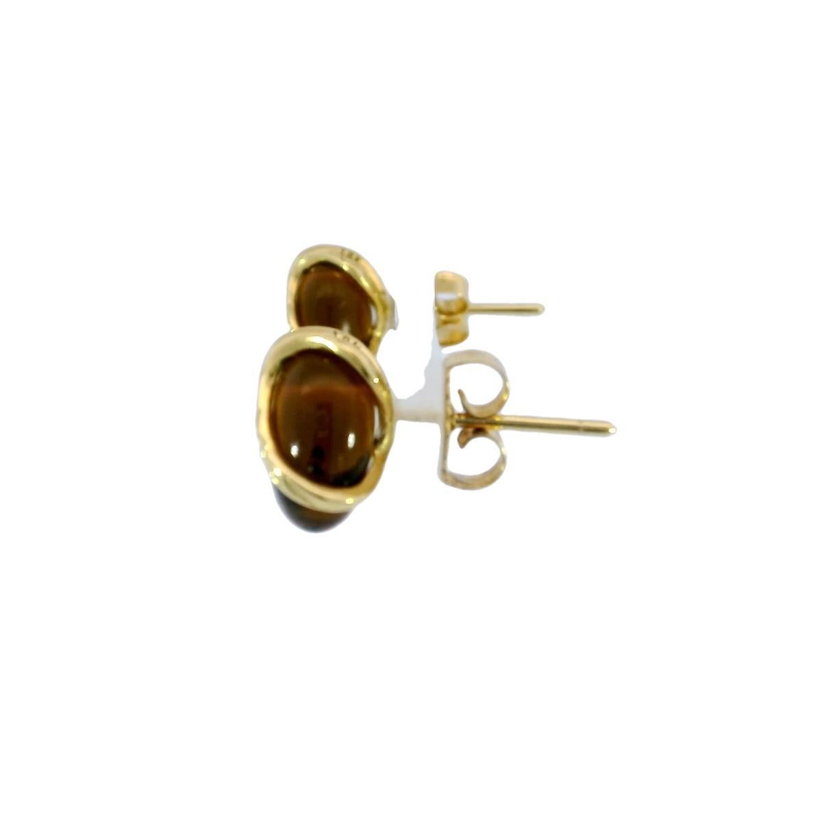 Modern John Hardy Bamboo Stud Earrings Orange Gemstone 18k Yellow Gold For Sale