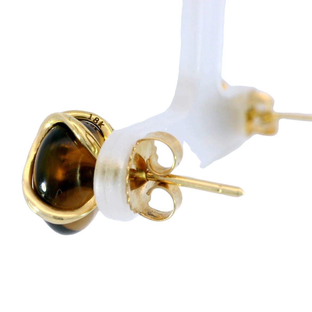 Women's John Hardy Bamboo Stud Earrings Orange Gemstone 18k Yellow Gold For Sale