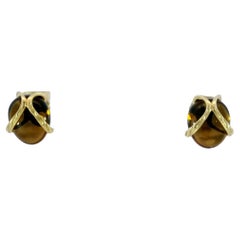 John Hardy Bamboo Stud Earrings Orange Gemstone 18k Yellow Gold