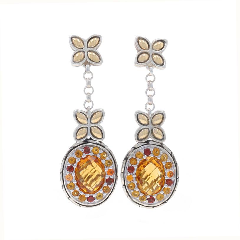 Retail Price: $795

Brand: John Hardy
Collection: Batu Kawung

Metal Content: Sterling Silver & 18k Yellow Gold

Stone Information

Natural Citrines
Treatment: Heating
Cut: Oval Checkerboard Cabochon & Round
Color: Orange & Reddish Orange

Style: