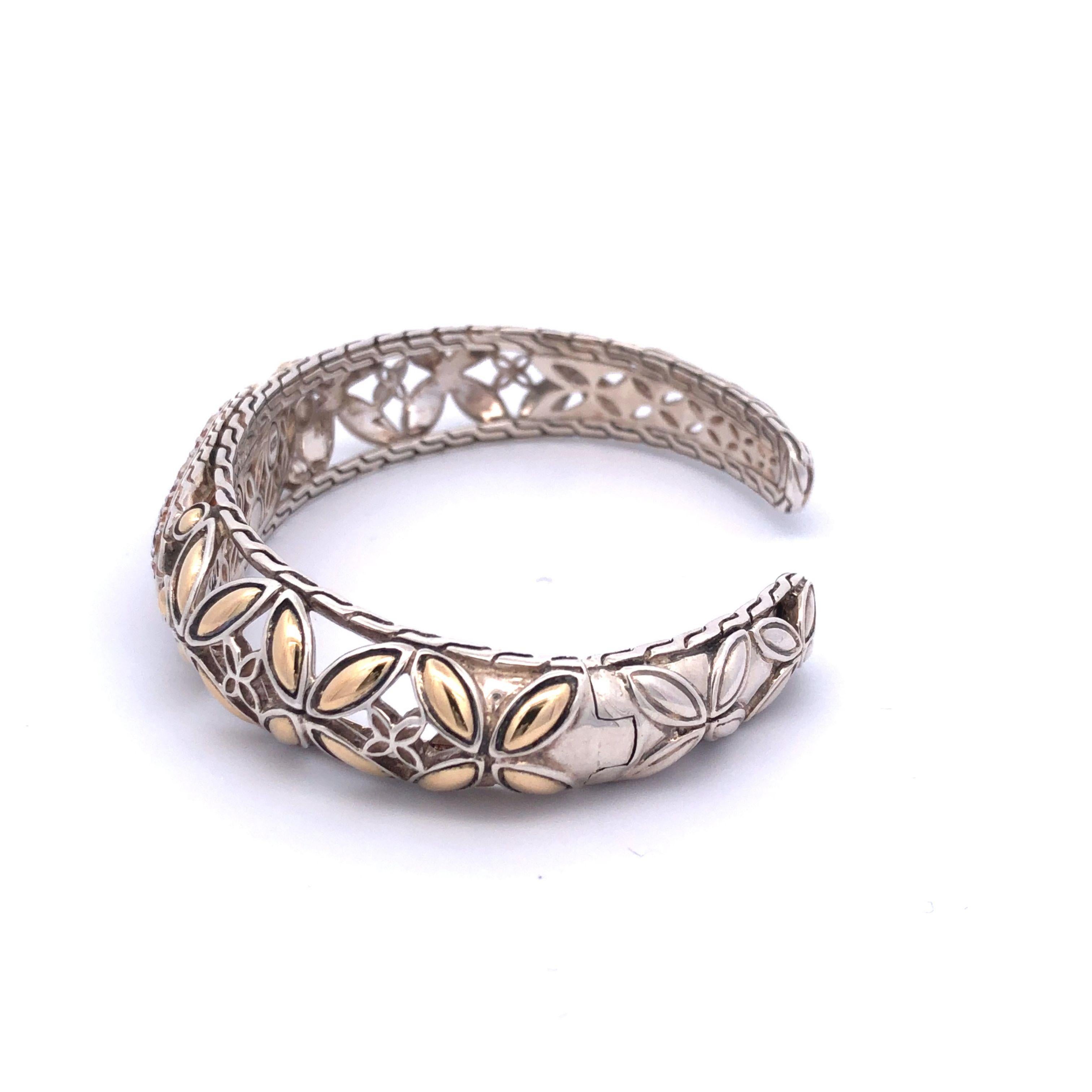 John Hardy Batu Kawung Collection Sterling Silver and 18k Yellow Gold Bracelet In Good Condition For Sale In Bridgewater, NJ