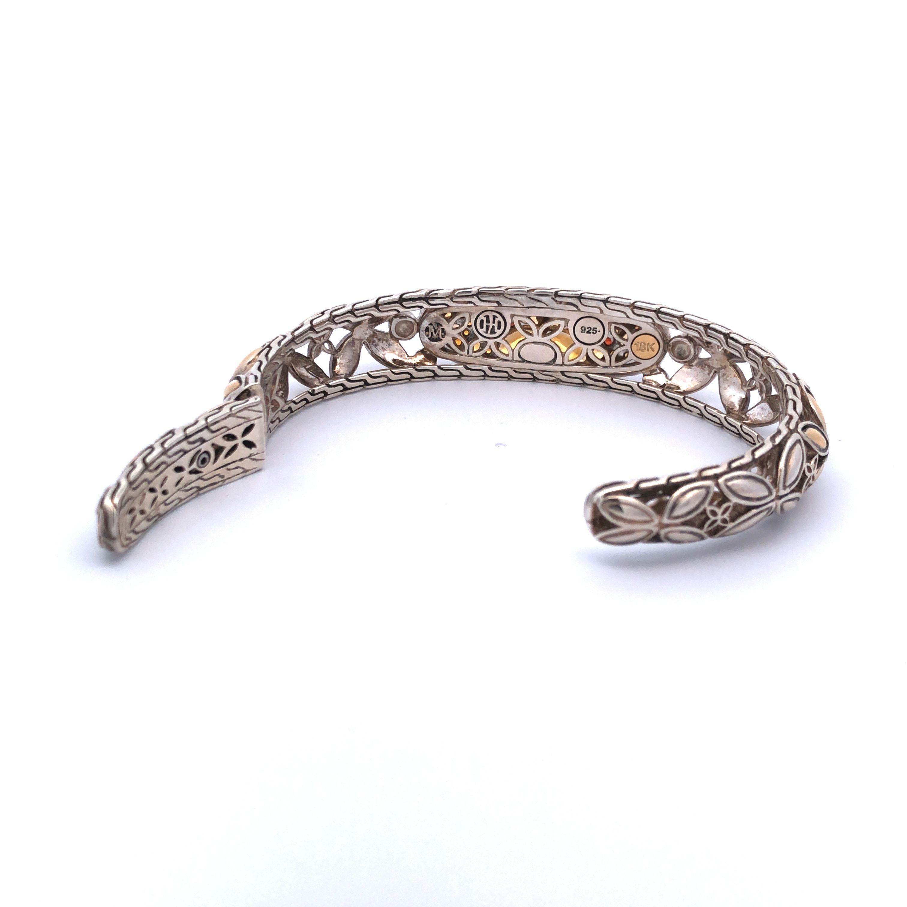 Women's or Men's John Hardy Batu Kawung Collection Sterling Silver and 18k Yellow Gold Bracelet For Sale