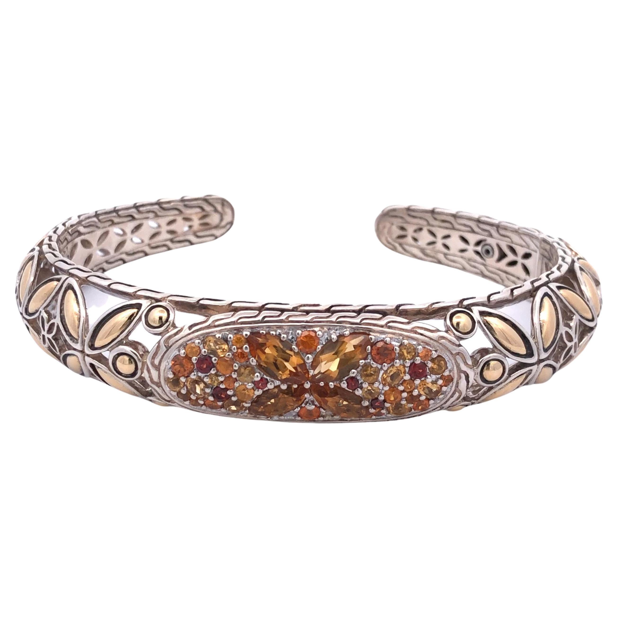 John Hardy Batu Kawung Collection Sterling Silver and 18k Yellow Gold Bracelet For Sale