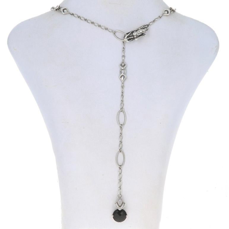 John Hardy Batu Naga Drache Onyx & Weißer Saphir Lariat Halskette Sterling 925 (Perle) im Angebot