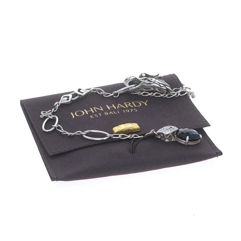 John Hardy Batu Naga Drache Onyx & Weißer Saphir Lariat Halskette Sterling 925 im Angebot 1