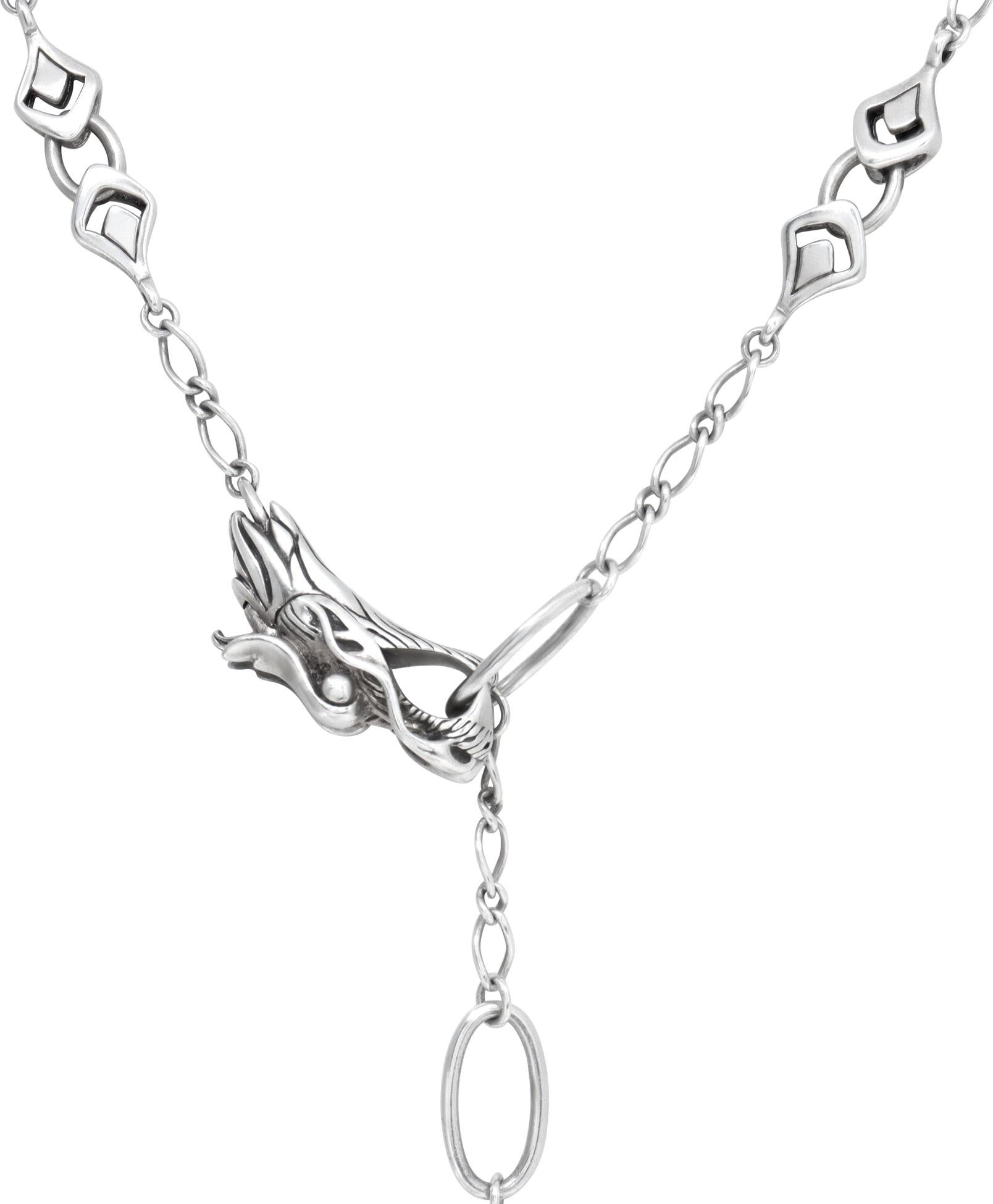 Women's John Hardy Batu Naga Lariat necklace in sterling silver For Sale