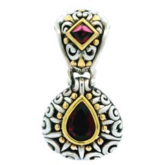 John Hardy Batu Sari Sterling Silver 18k Gold Rhodolite Garnet Slide Pendant