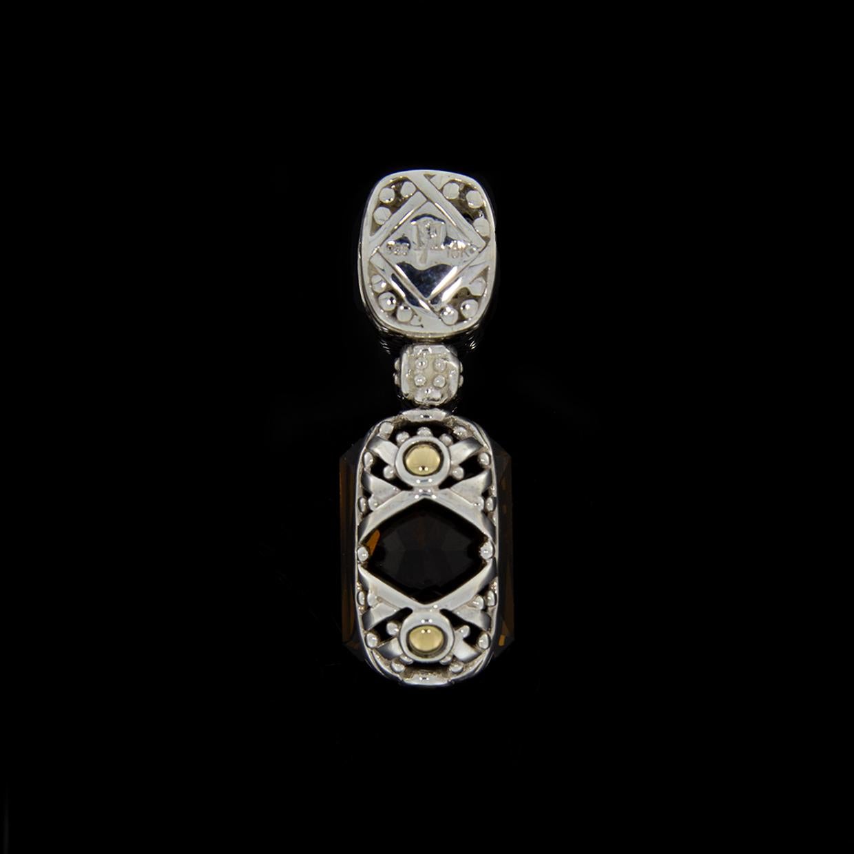 Item Details
Main Stone Shape Emerald
Main Stone Treatment Not Enhanced
Main Stone Creation Natural
Main Stone Smoky Quartz
Main Stone Color Brown
Estimated Retail $795.00
Brand John Hardy
Collection Batu Sari
Metal Sterling Silver
Pendant L x W 38